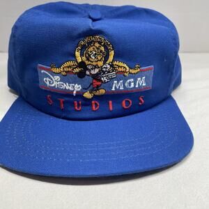 Vintage Disney MGM Studios Mickey Mouse 1987 Studio Tours Snapback Hat Cap Blue